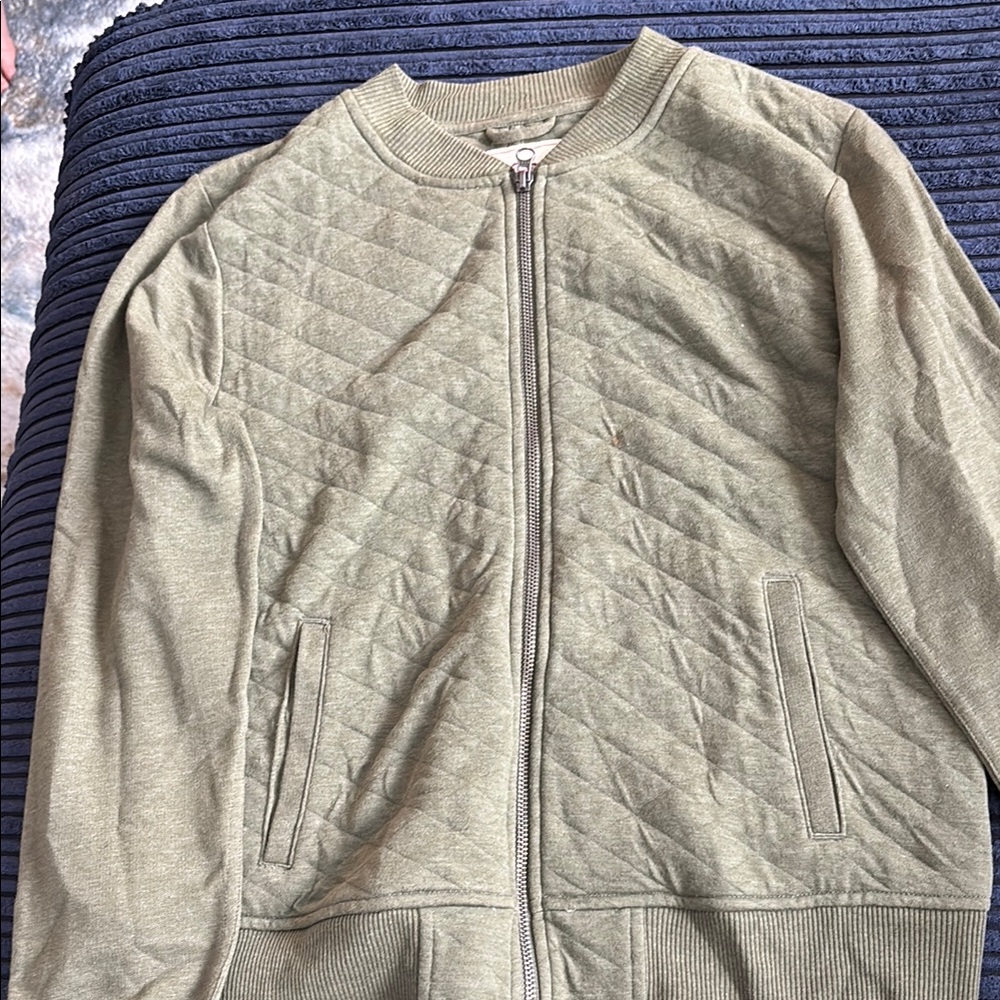 SO Green Bomber Jacket with Quilted Texture